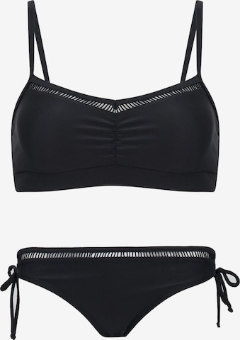 La V Bikini 'Bikini classic met kant detail' in Zwart: voorkant