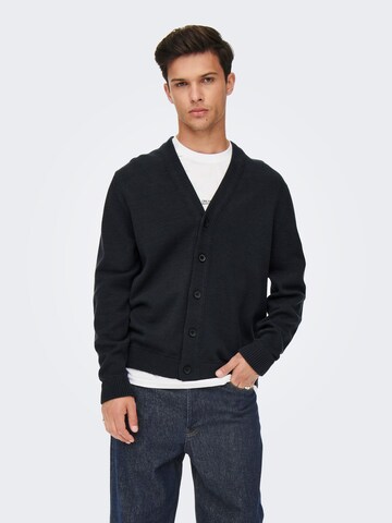 Only & Sons Knit cardigan 'Lee' in Blue: front