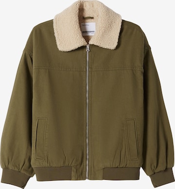 Bershka Between-Season Jacket in Green: front