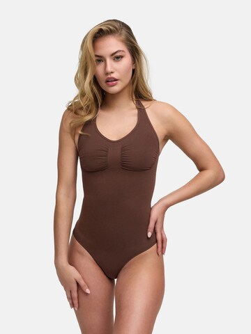 Body modellante 'Neckholder Shapewear mit String' di cfab (formerly creamy fabrics) in marrone