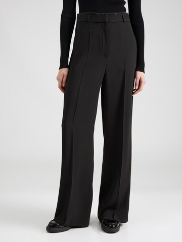 BOSS Wide leg Trousers with creases in Black: front