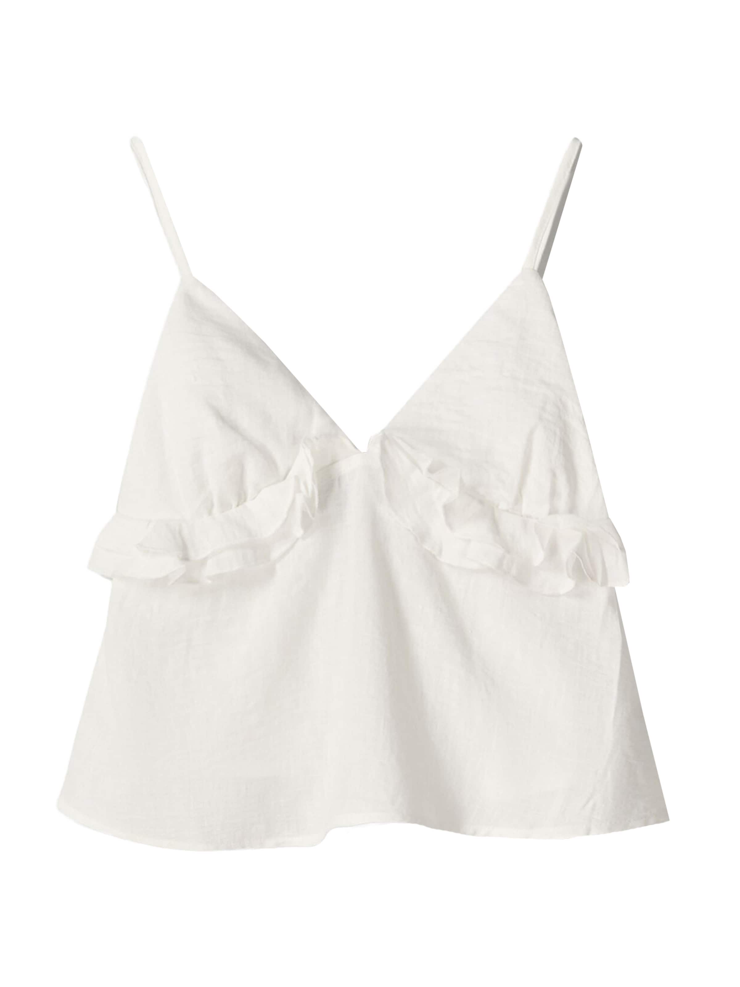 Top de la Bershka pe alb: față