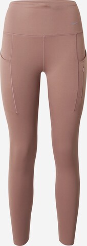 Skinny Pantalon de sport NIKE en marron : devant