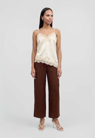 Vero Moda Petite Wide leg Broek 'VMAMAYA' in Bruin: voorkant