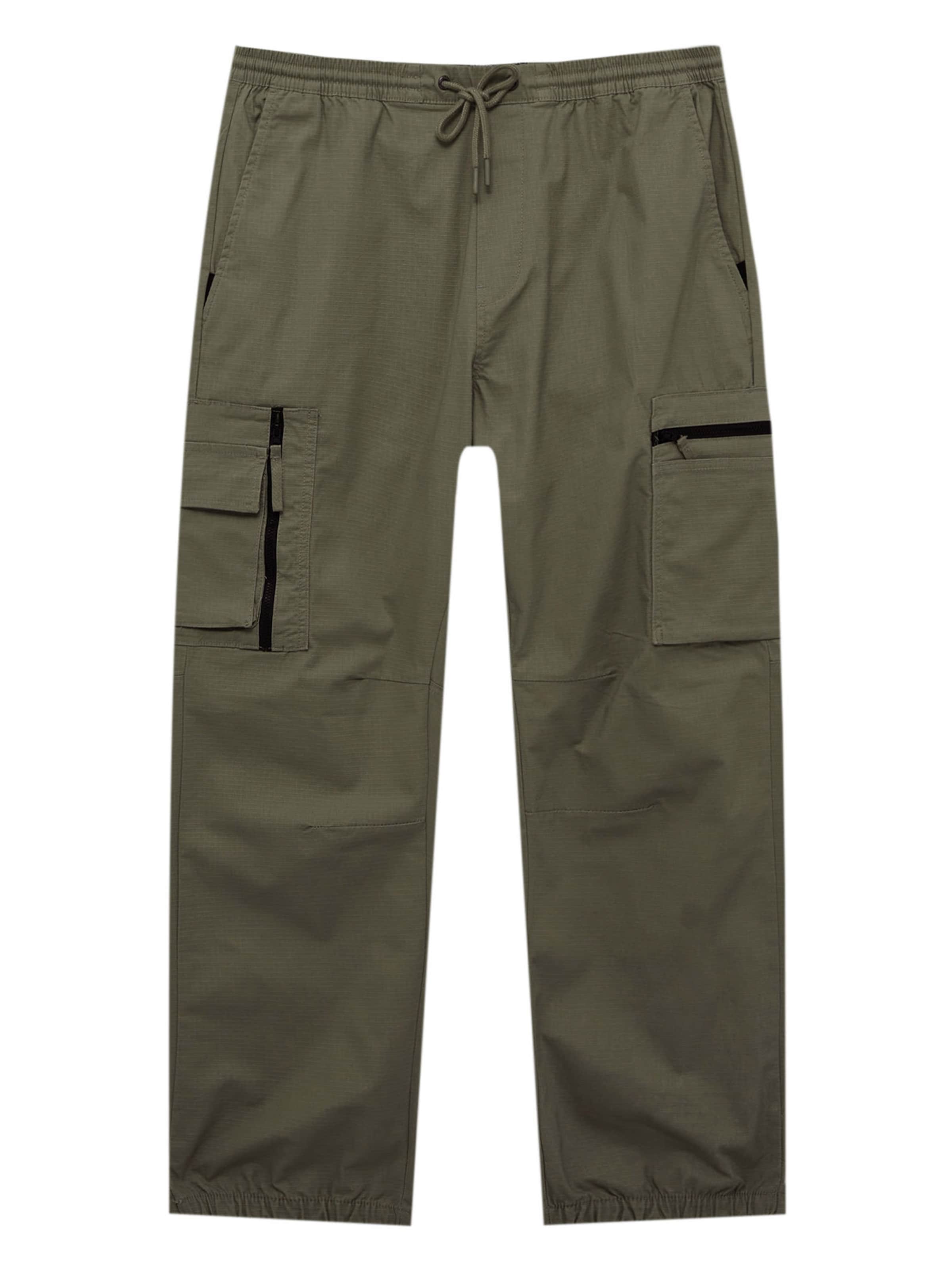 Pull&Bear Loosefit Cargobroek in Groen: voorkant