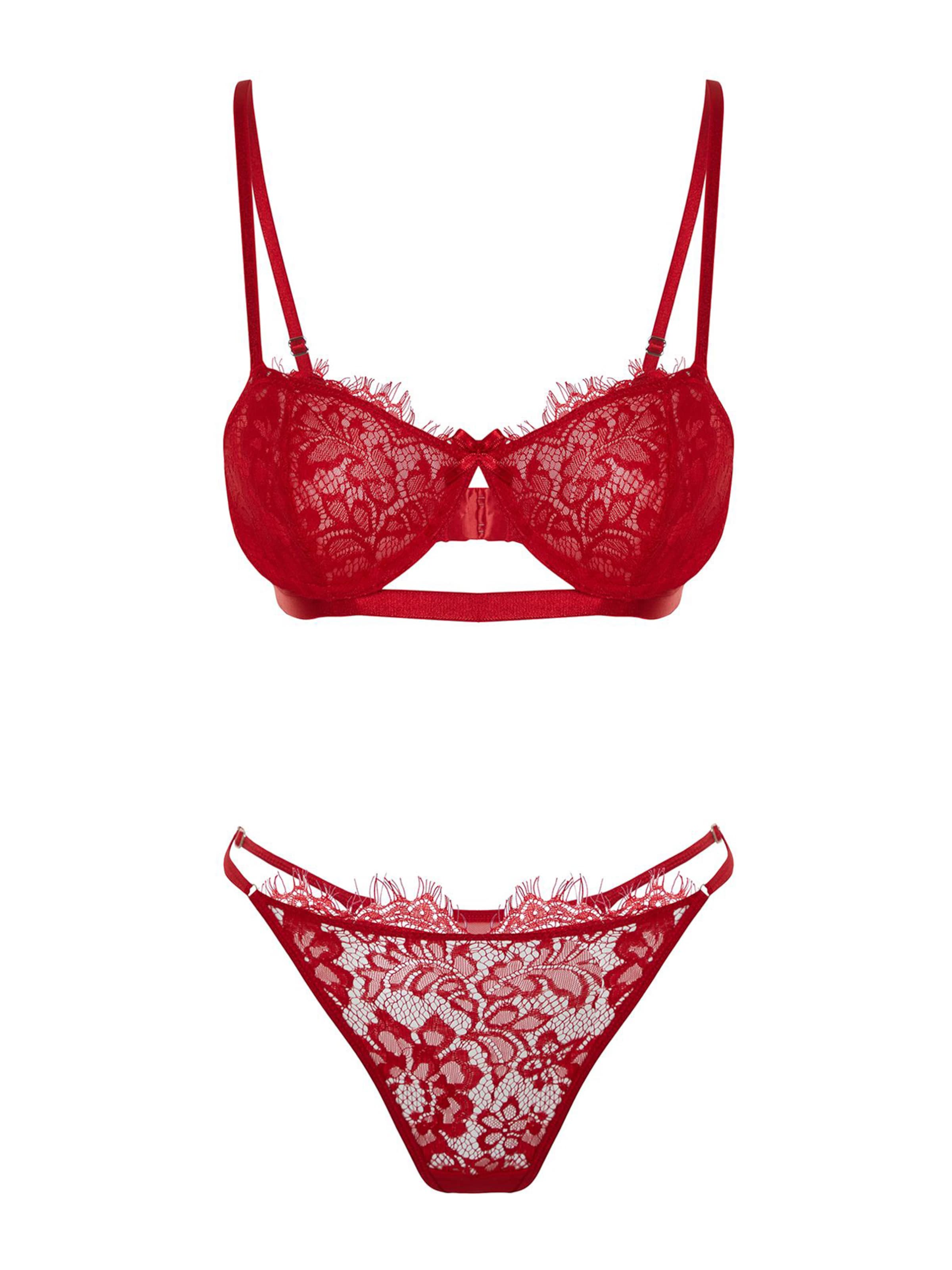 Trendyol - Balconette Conjuntos de lingerie em vermelho: frente