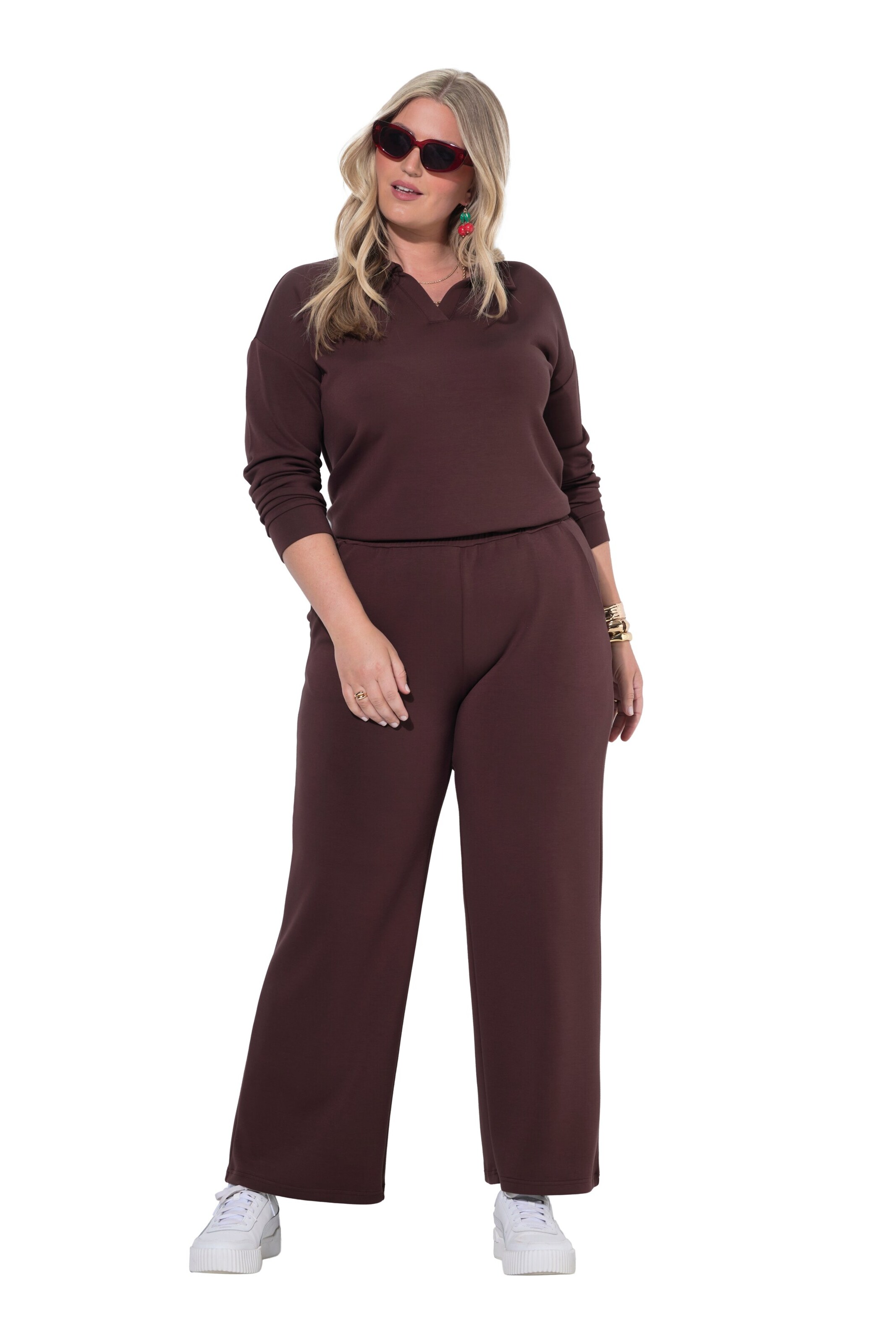 MIAMODA Wide leg Trousers in Brown: front