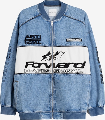 BershkaPrijelazna jakna - plava boja: prednji dio