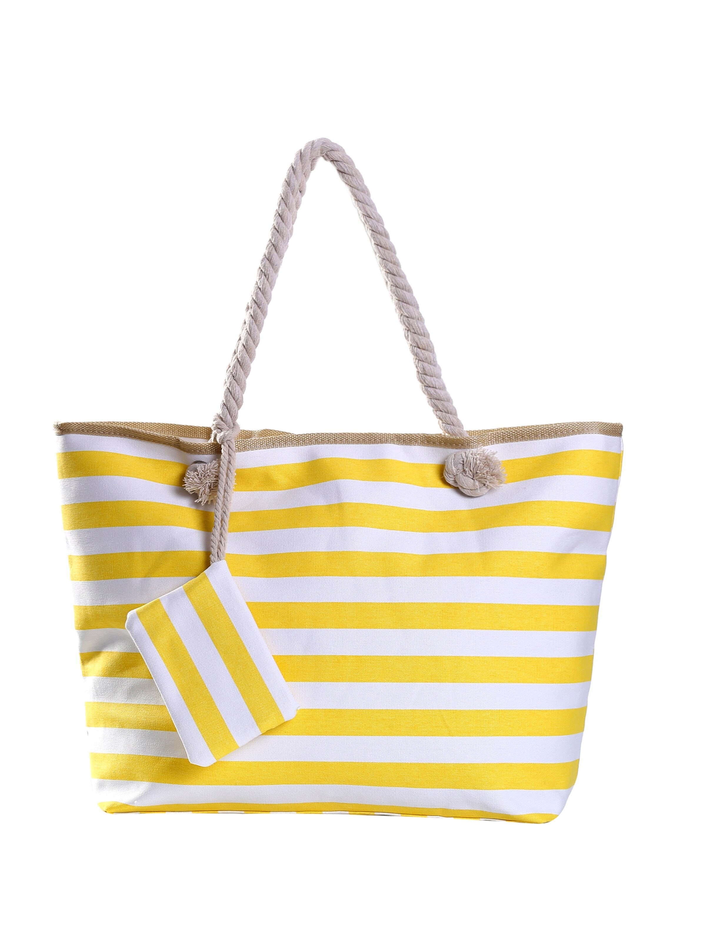 DonDon Strandtasche 'DonDon Strandtasche mit Reißverschluss Shopper Beach bag Badetasche Bunte Welt'‌‌ in Gelb: Vorderseite