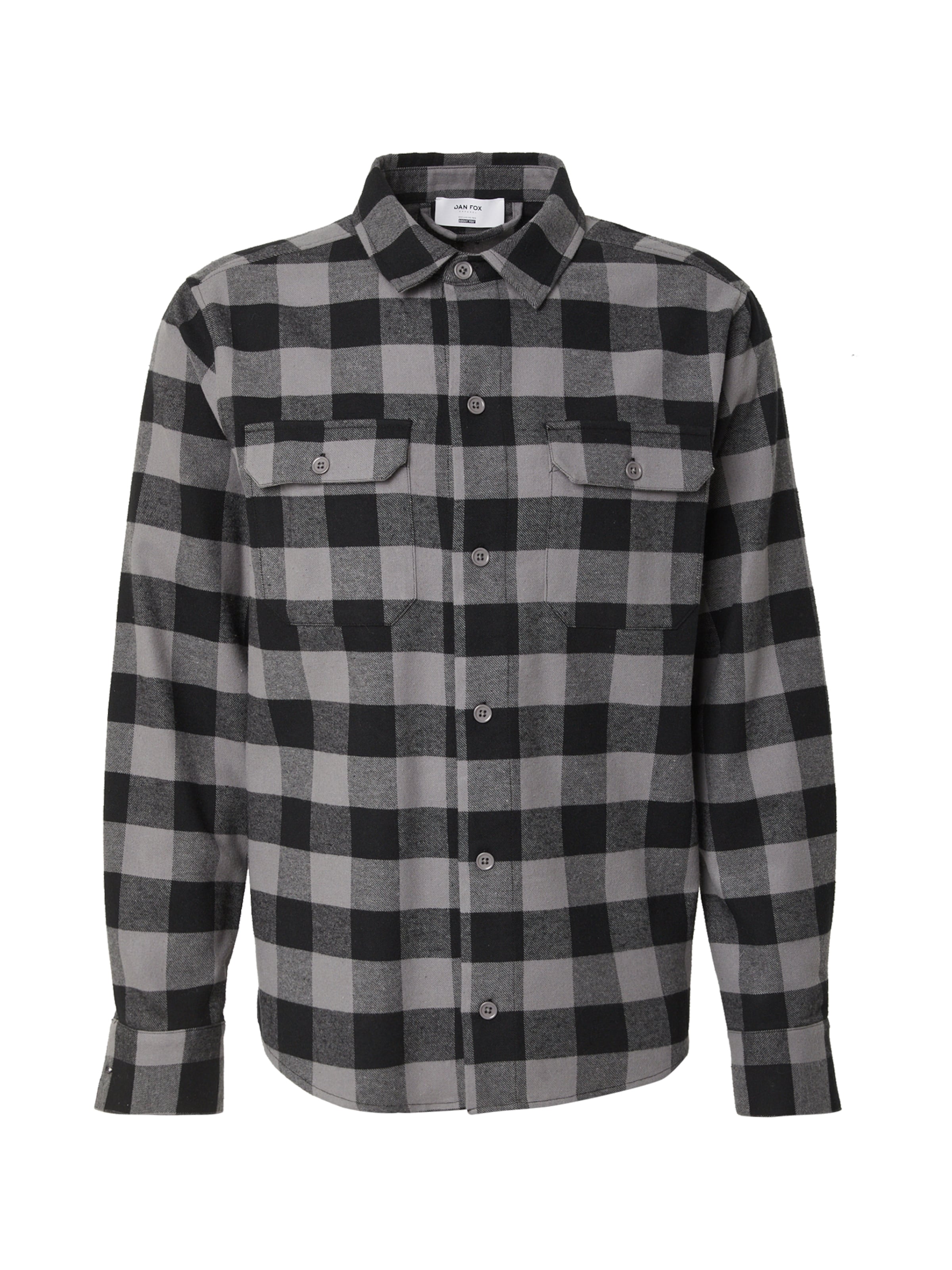 DAN FOX APPAREL Hemd 'Efe' in Grau: Vorderseite