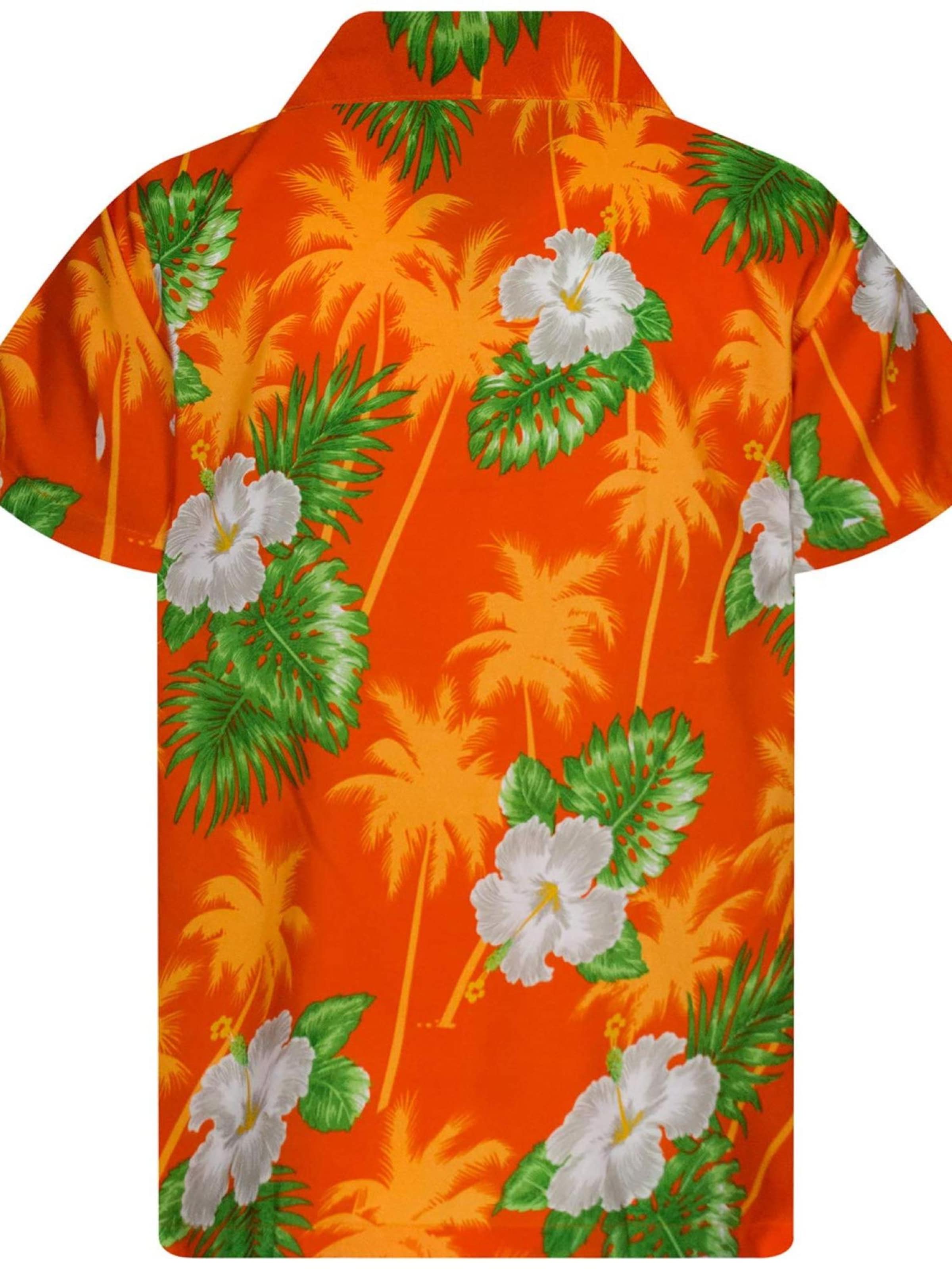 King Kameha Regular Fit Hemd 'Small Flower'‌‌‌‌‌‌ in Orange