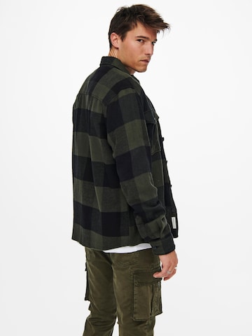 Only & Sons Regular fit Button Up Shirt 'Milo' in Green