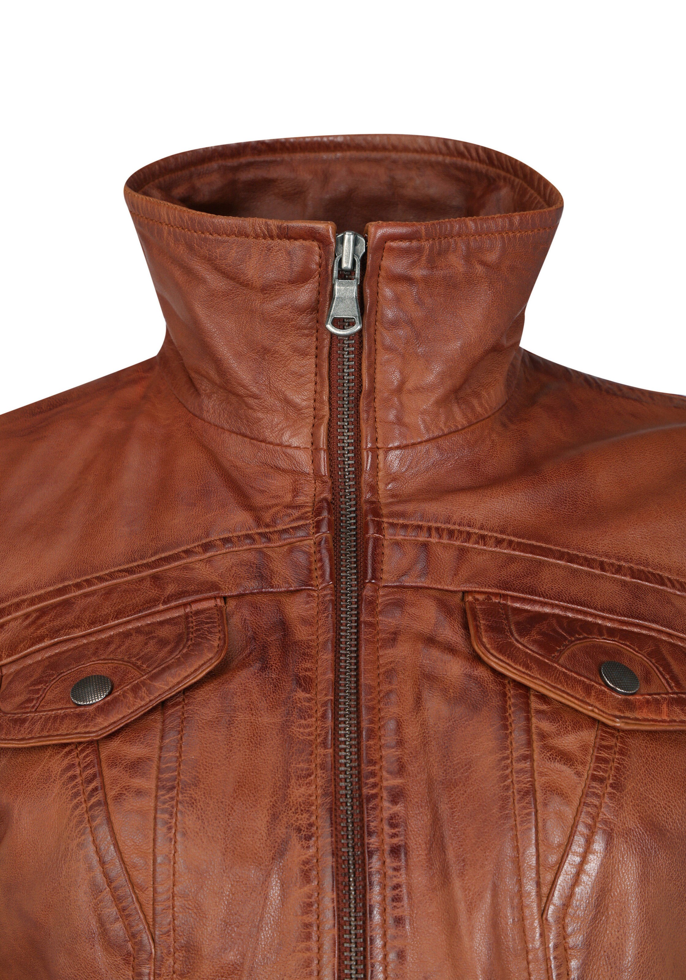 7ELEVEN Lederjacke 'Modena' in angesagtem Design in Braun ABOUT YOU