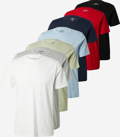 HOLLISTER T-Krekls, krāsa - tumši zils / debeszils / raibi pelēks / pasteļzaļš / sarkans / melns / balts, Preces skats