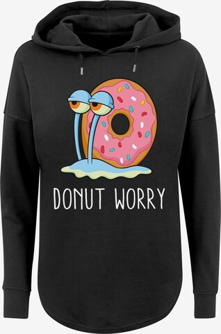 F4NT4STIC Sweatshirt 'Spongebob Schwammkopf Donut Worry Garry' in Zwart: voorkant