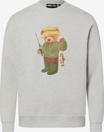Sweat-shirt Chill Pill en gris : devant