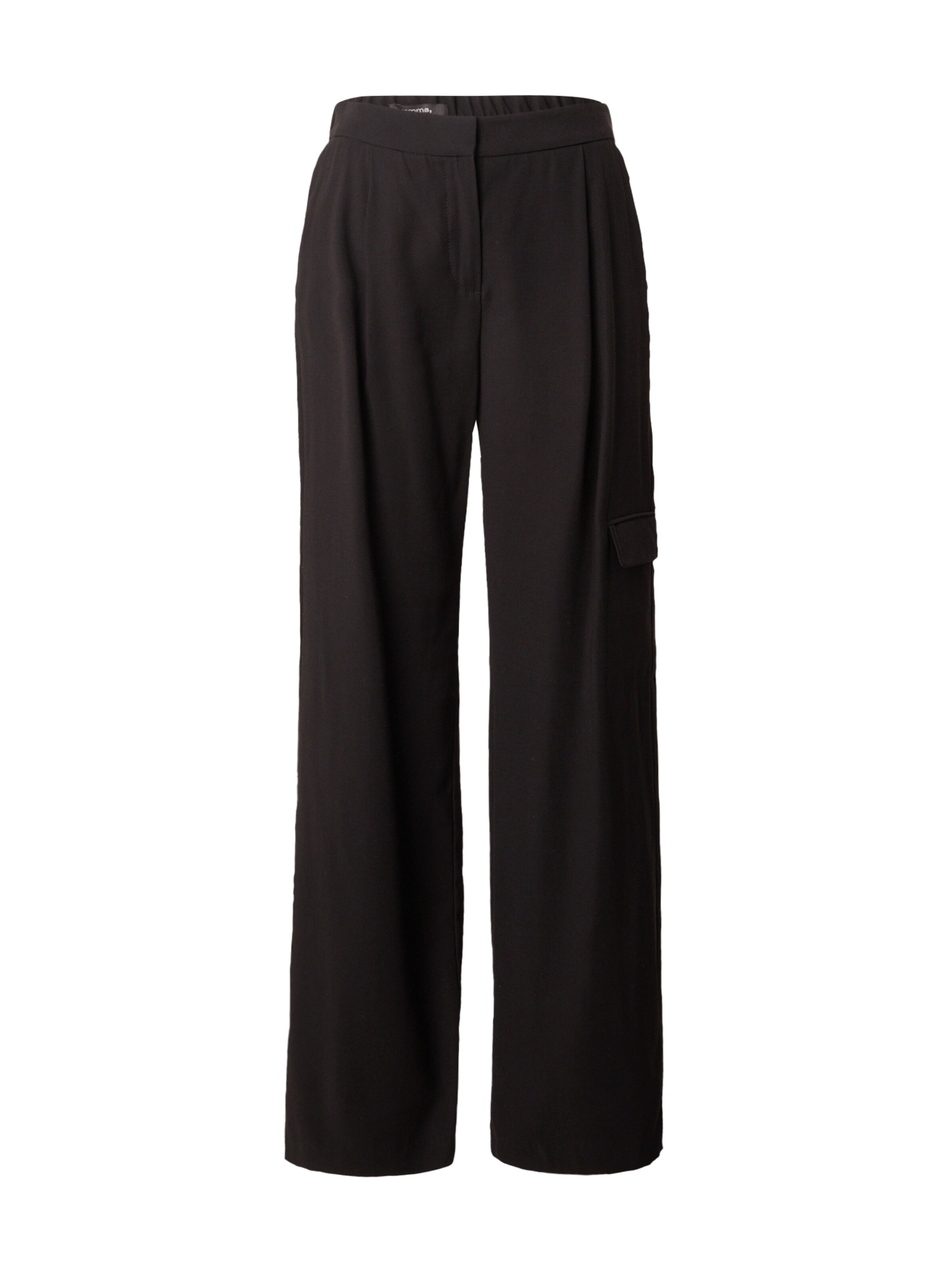 COMMA Wide leg Pleat-front trousers in Black: front