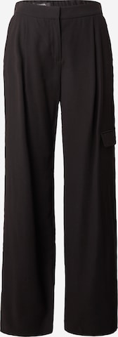 COMMA Wide Leg Bukser med lægfolder i sort: forside