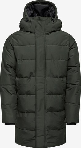 Only & Sons Winter Coat 'CARL' in Green: front