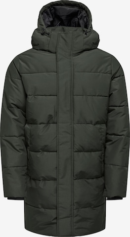 Manteau d’hiver 'CARL' Only & Sons en vert : devant