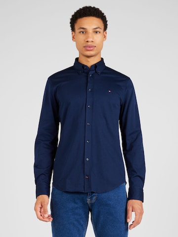 mėlyna Tommy Hilfiger Tailored Priglundantis modelis Marškiniai: priekis