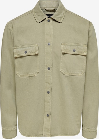 Only & Sons Button Up Shirt 'Team' in Green: front