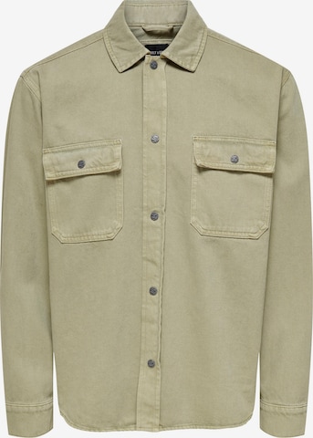 Only & Sons Comfort fit Button Up Shirt 'Team' in Green: front