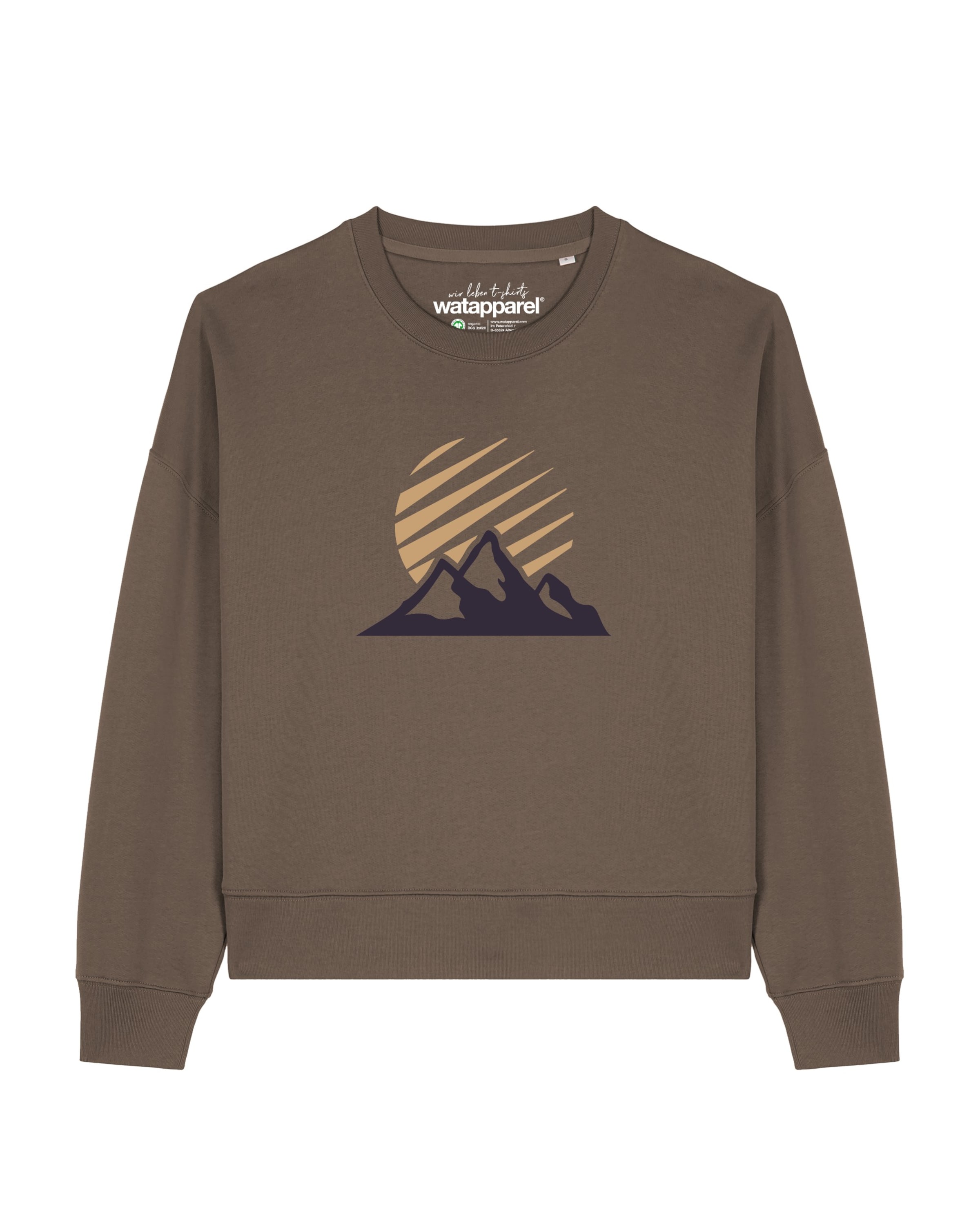 Watapparel Sweatshirt 'Mountain And Sun' in Braun: Vorderseite