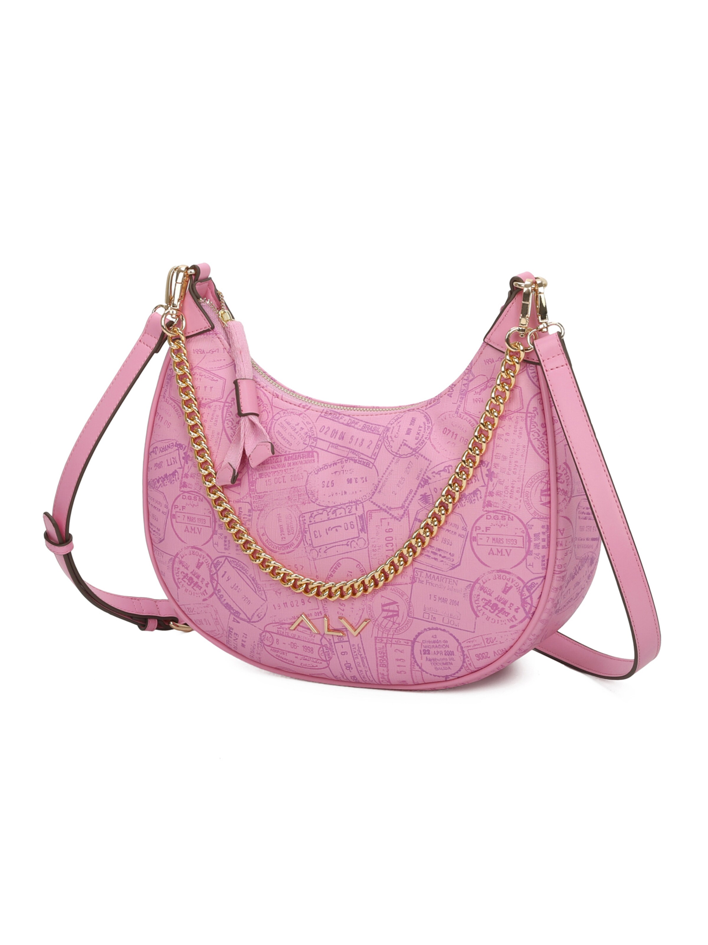 Borsa a spalla 'Borsa a Spalla Donna con Zip e Tracolla Regolabile Rimovibile' di ALV By Alviero Martini in rosa