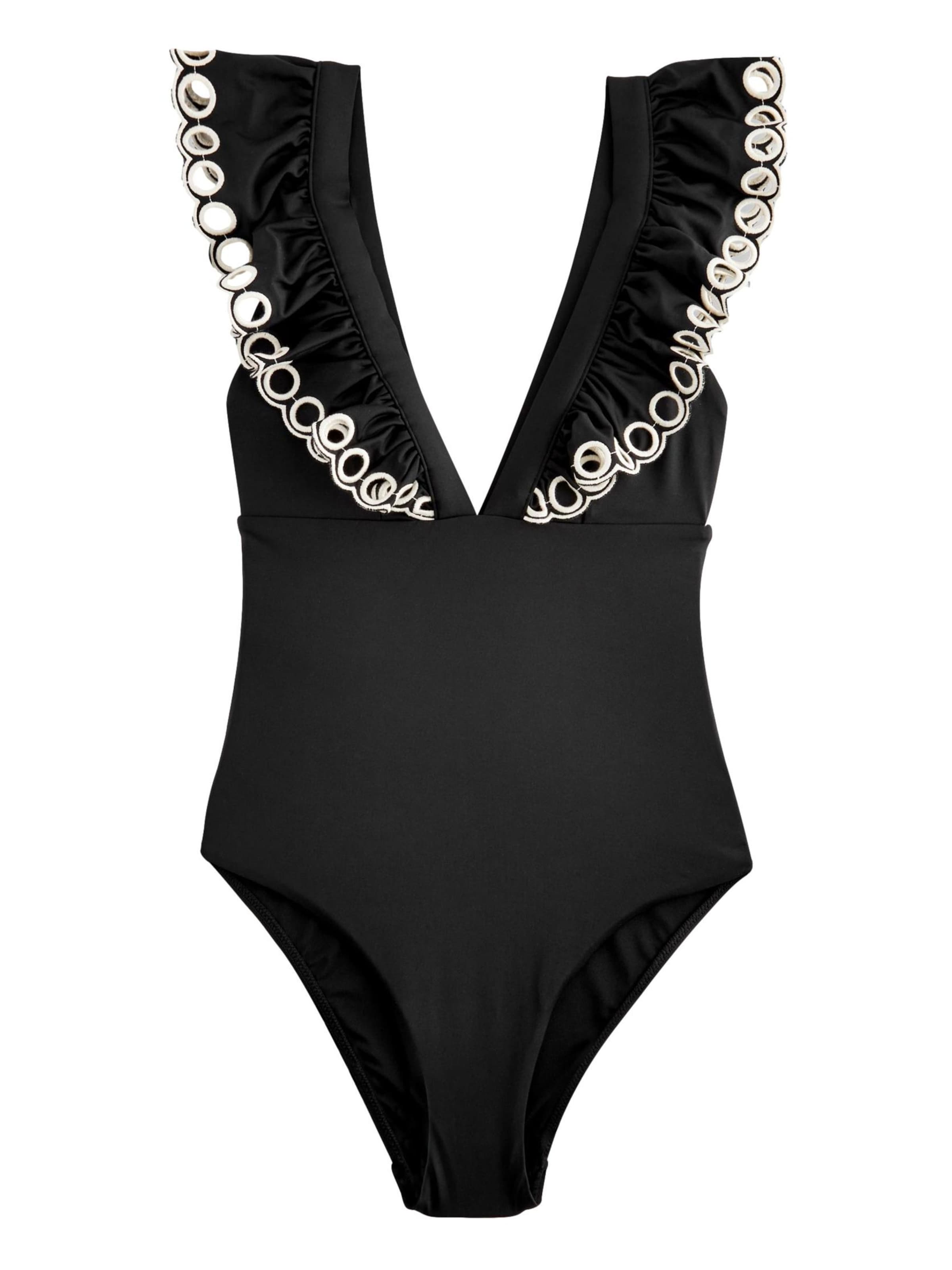 Next Triangel Badeanzug in Schwarz: Vorderseite