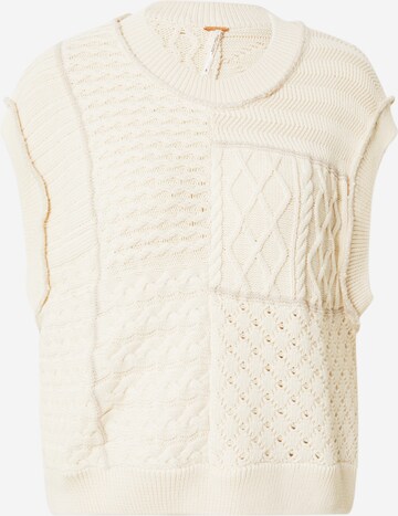 Free People - Jersey 'TAKE THE PLUNGE' en beige: frente