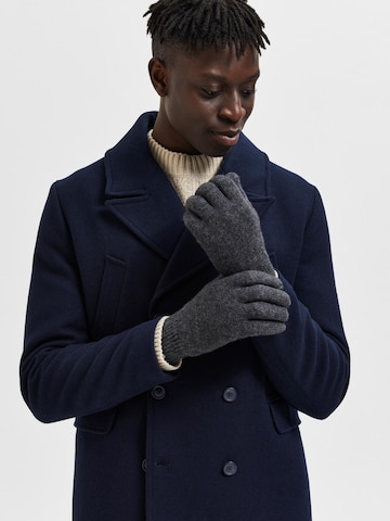 SELECTED HOMME Full finger gloves 'Cray' in Grey