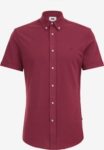 WE Fashion Slim fit Button Up Shirt in Red: front