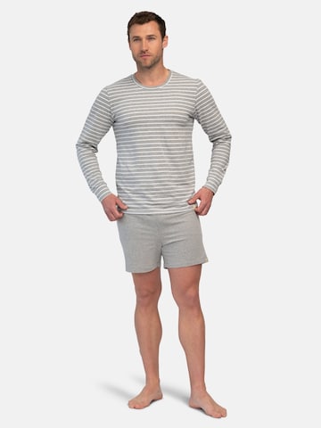greenjama Long Pajamas 'Ringel' in Grey