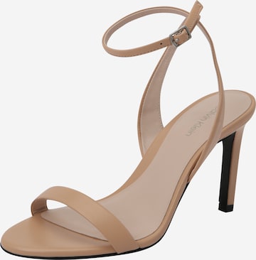 Calvin Klein Sandalen met riem in Beige: voorkant