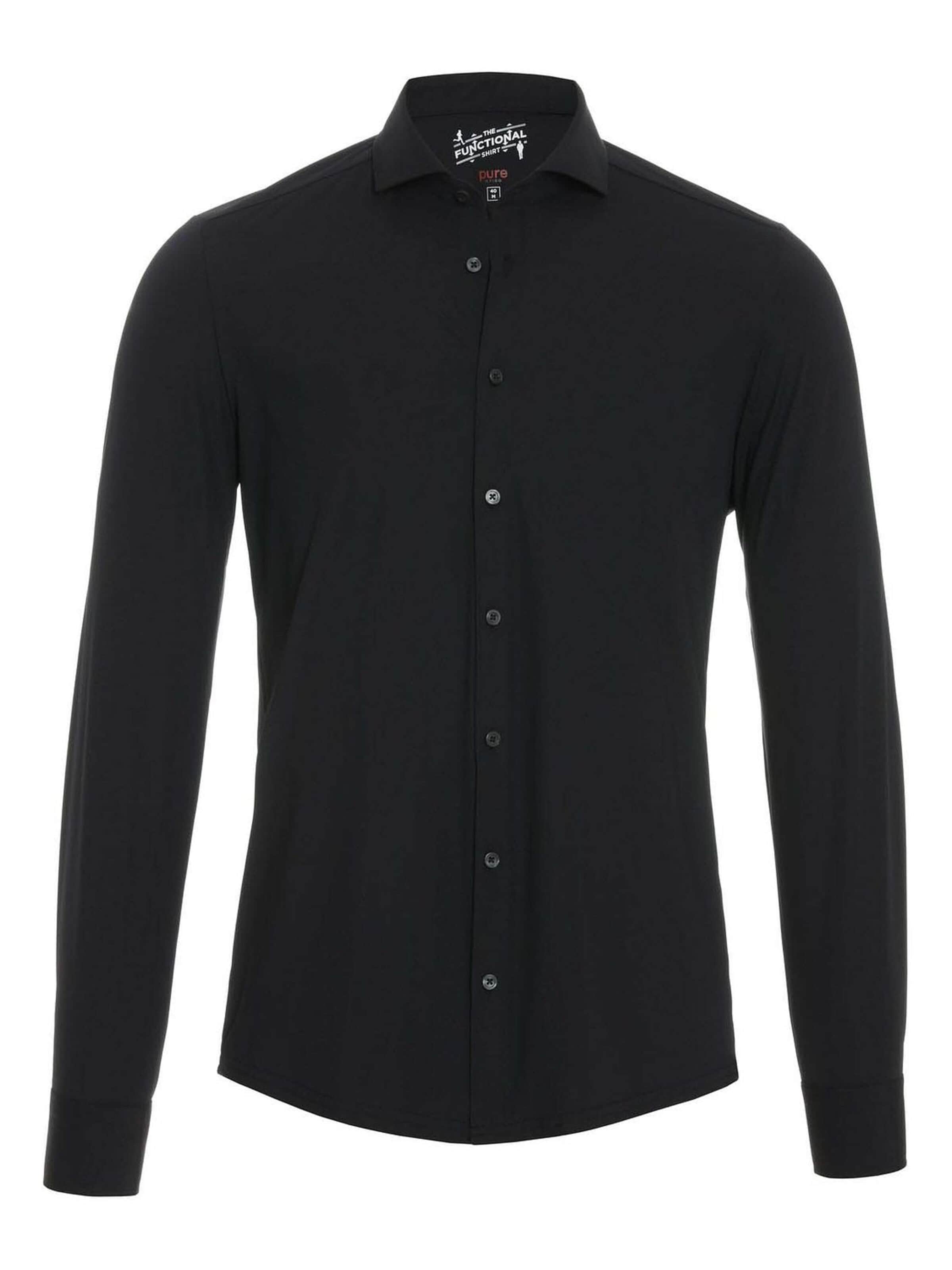 PURE Slim fit Overhemd in Zwart: voorkant