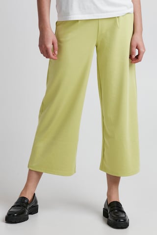 ICHI Wide leg Pleat-Front Pants 'KATE' in Yellow: front