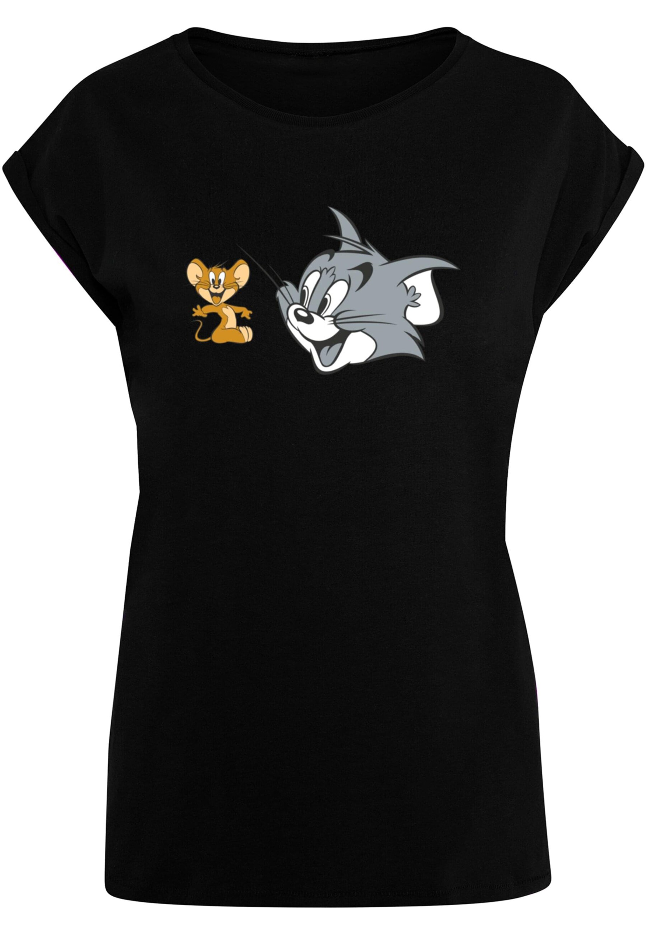 ABSOLUTE CULT T-Shirt 'Tom And Jerry - Simple Heads' in Schwarz: Vorderseite