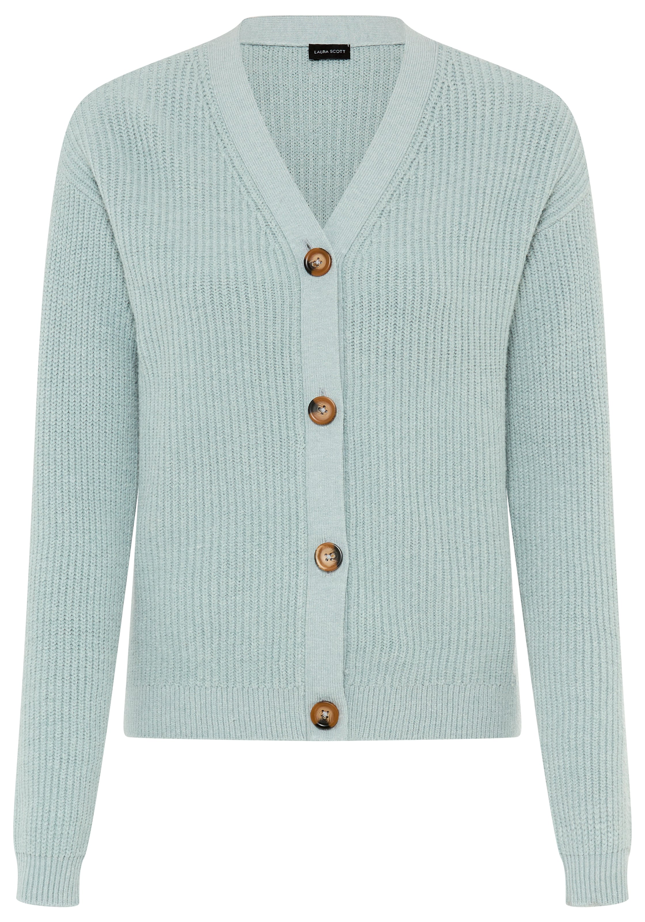 LAURA SCOTT Knit Cardigan in Green: front