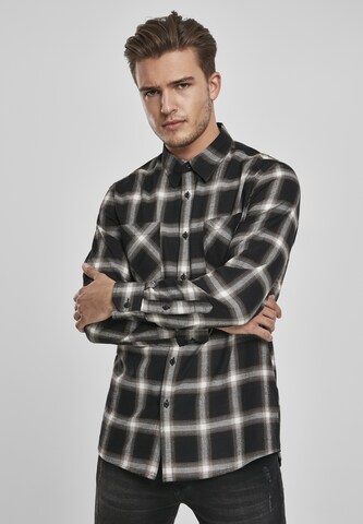 Urban Classics Regular fit Button Up Shirt in Black: front