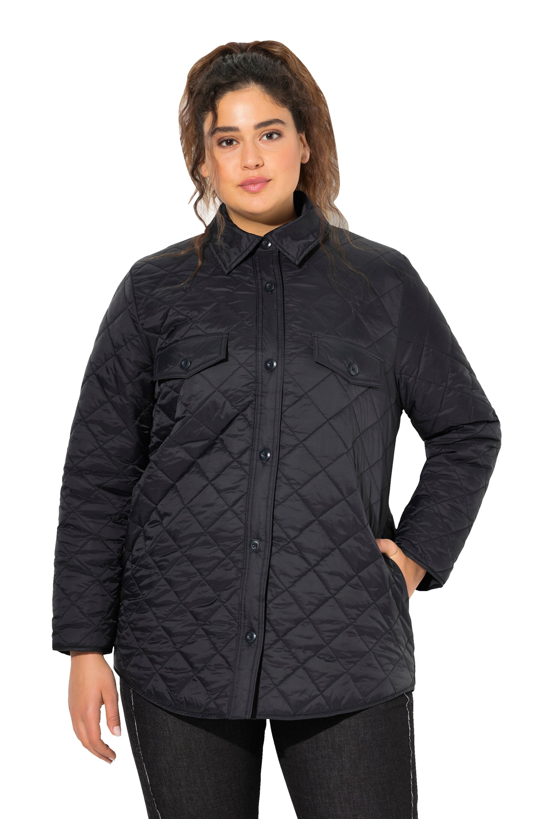 Ulla Popken Between-season jacket in Black: front