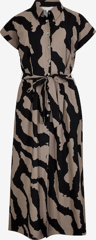 Apricot Zebra Print Shirt Midi Dress ' ' in Grau: Vorderseite