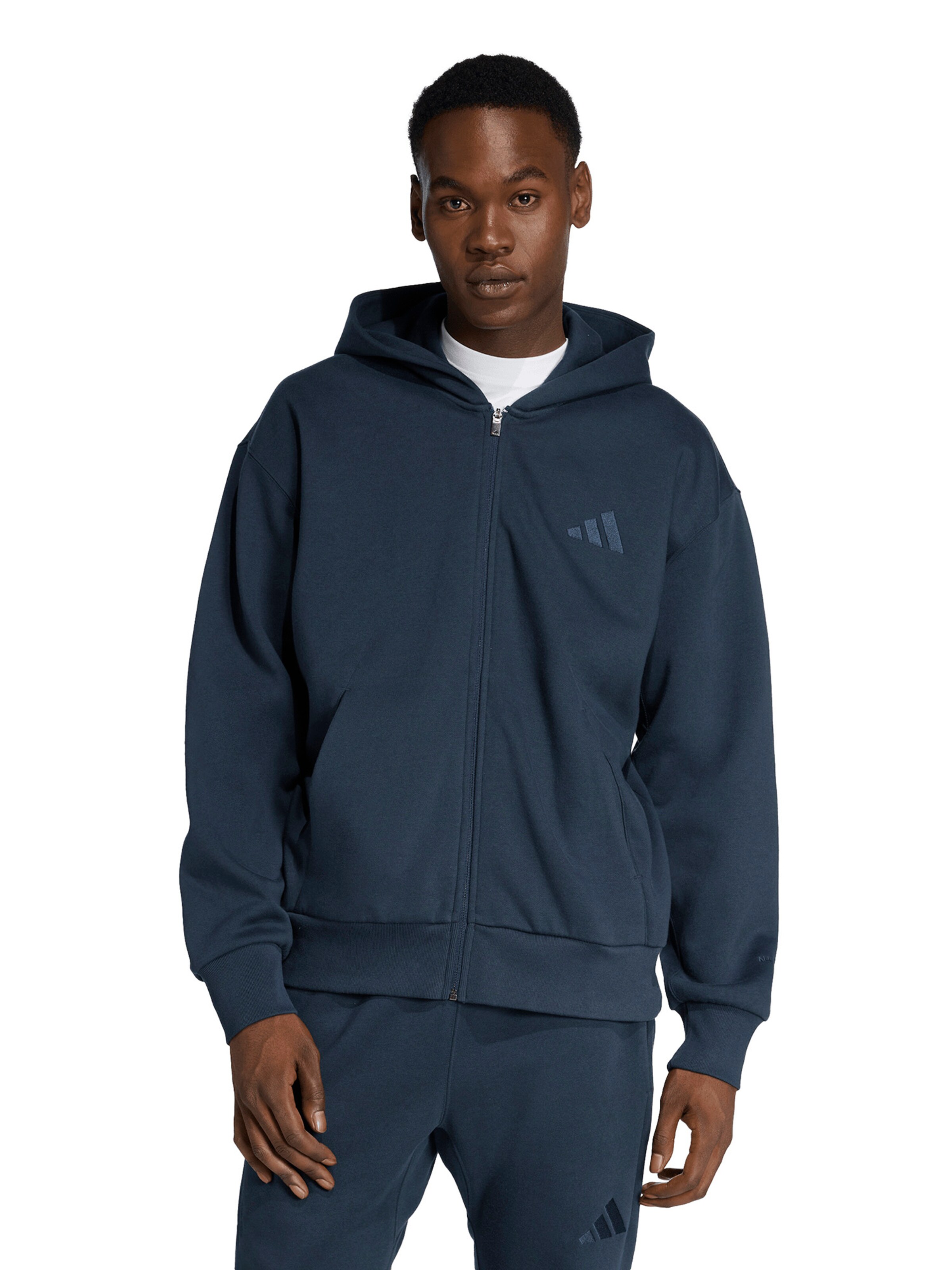 ADIDAS SPORTSWEAR - Sudadera con cremallera deportiva en azul: frente