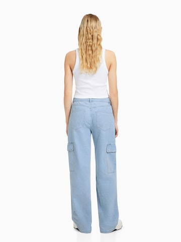 Bershka Wide Leg Cargojeans i blå