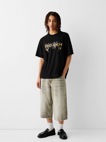 Bershka T-Shirt in Schwarz