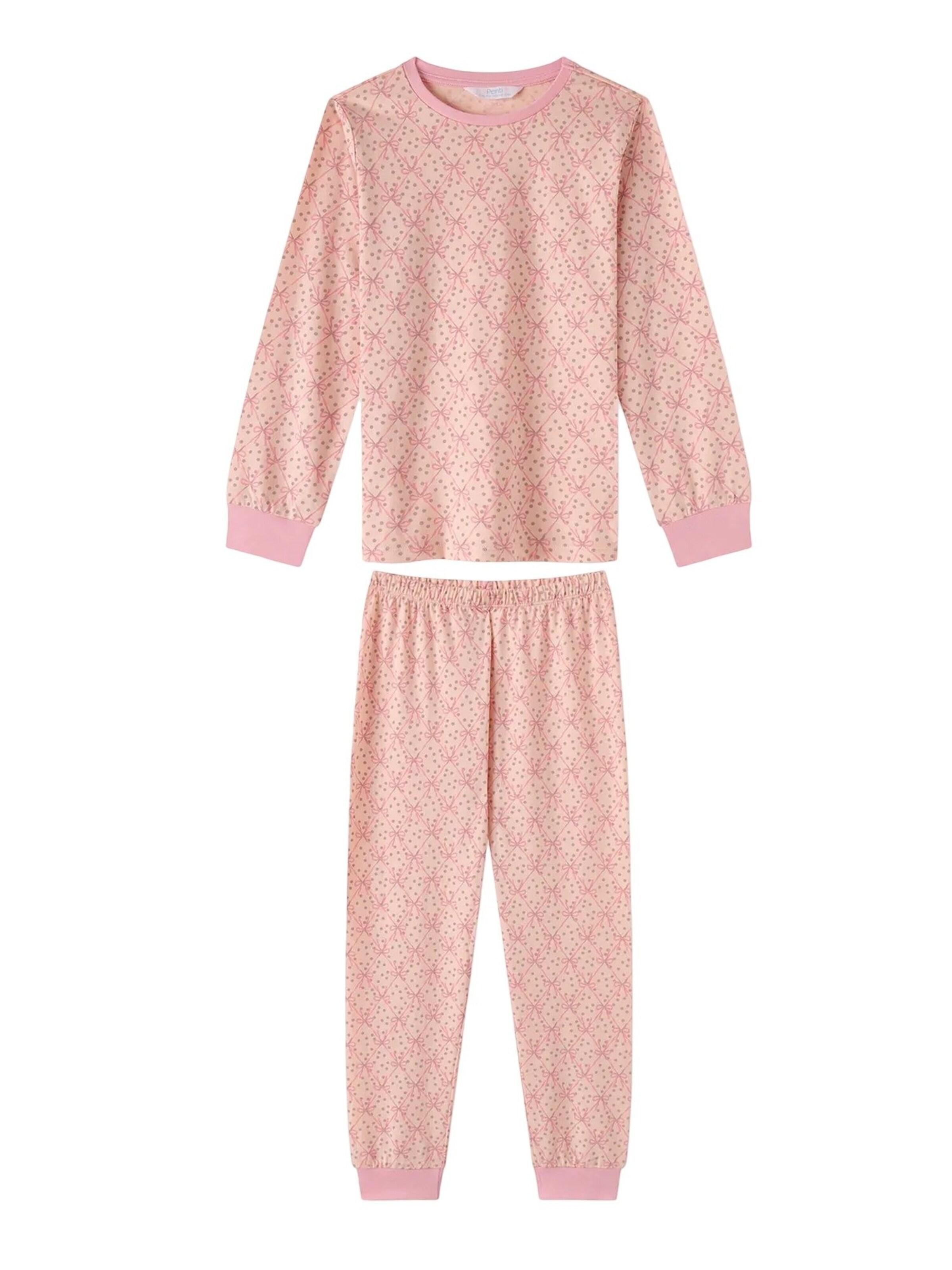 PentiPidžama set 'PENTI Mädchen-Pyjama-Set Whisper Bows aus Baumwolle mit langen Ärmeln' - roza boja