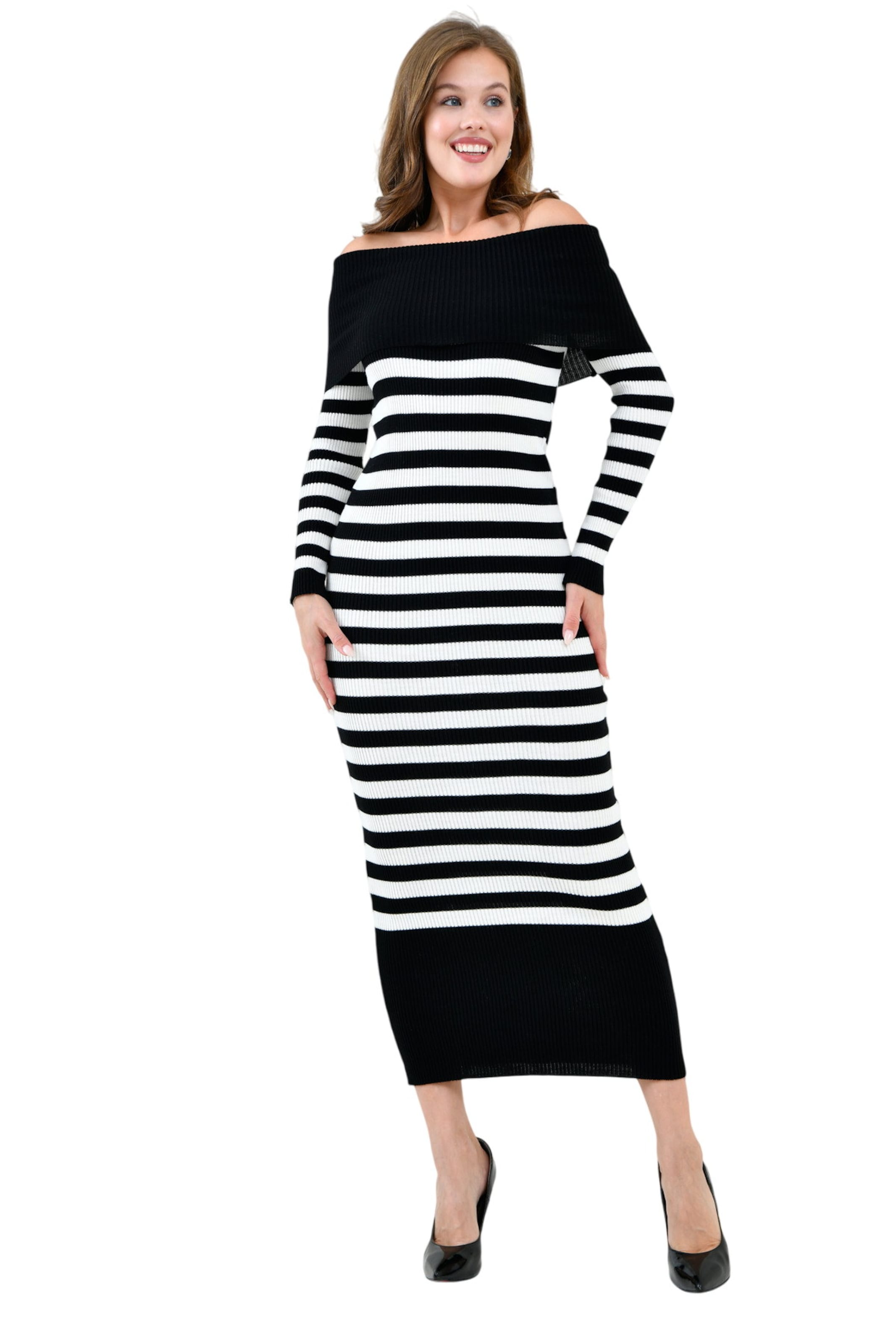 WOMAN VISION Gebreide jurk in Zwart: voorkant