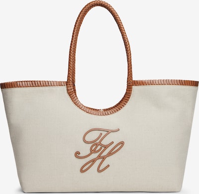 Pirkinių krepšys iš TOMMY HILFIGER, spalva – gelsvai pilka spalva / ruda (konjako), Prekių apžvalga