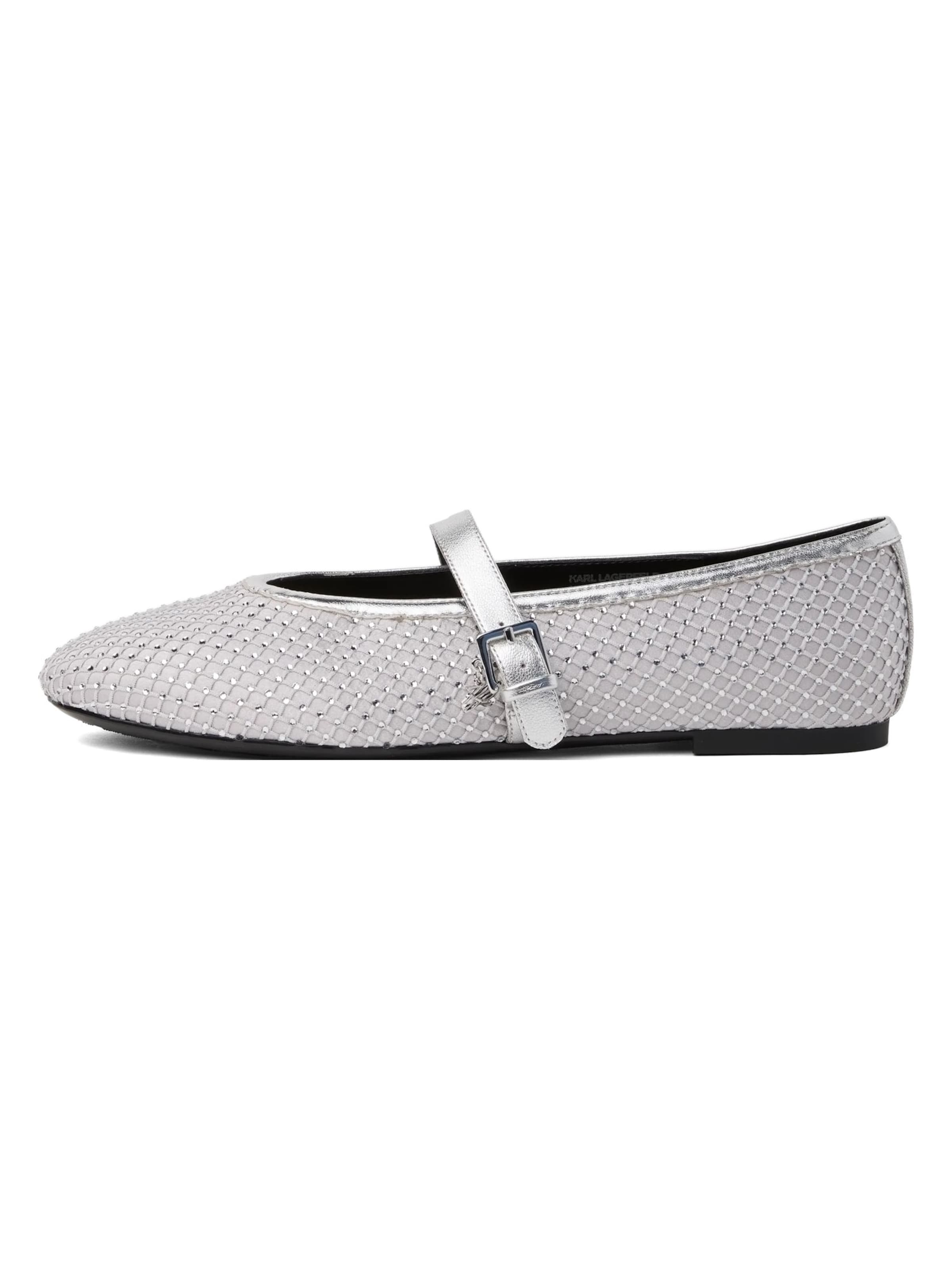 Ballerina con cinturino di Karl Lagerfeld in argento: frontale