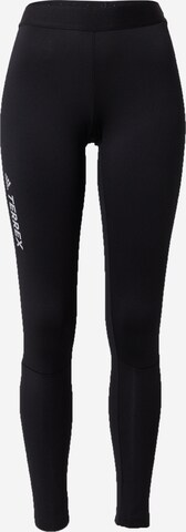 ADIDAS TERREX Skinny Workout Pants in Black: front